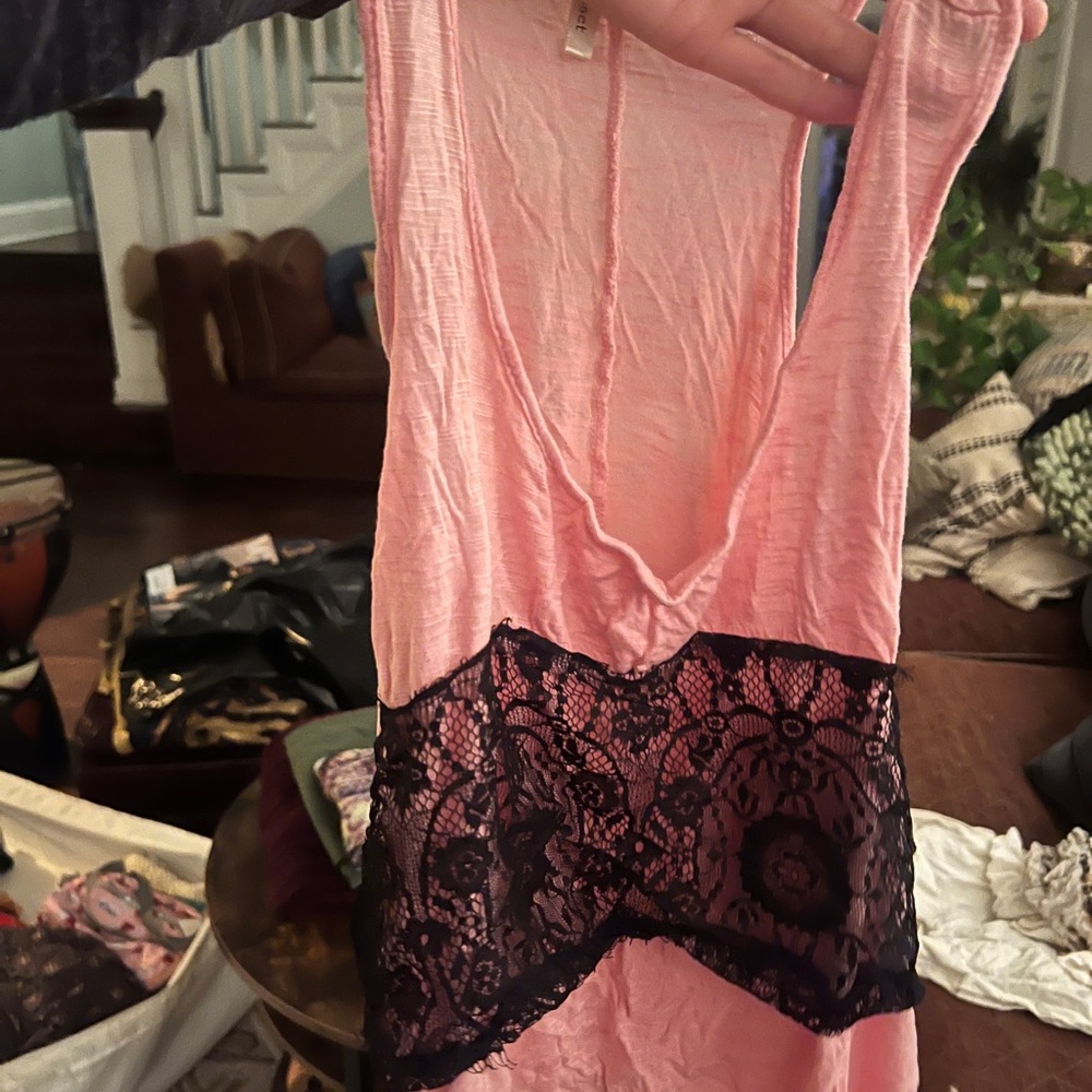 3/$10 Pink and Black Lace Tank